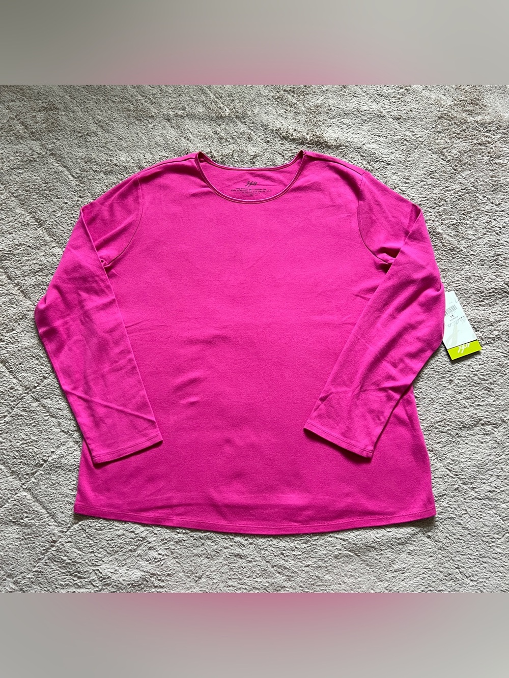 NWT J. Jill Long Sleeve Satin Trim Tee Sz 1X Cotton Minimal Stretch Contemporary